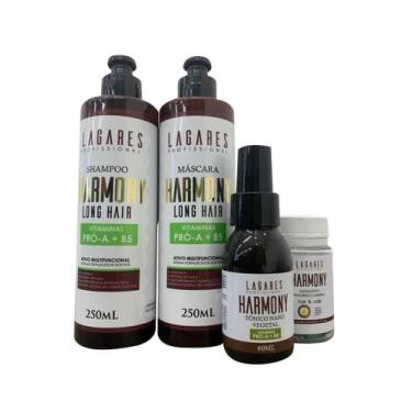 Imagem de Kit Lagares Harmony Hair 250g Shampoo Máscara e Tônico
