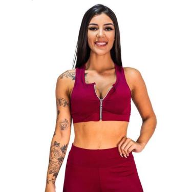 Imagem de Tops Fitness Ginastica Feminino Com Zíper E Bojo Removível Academia Pr
