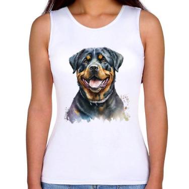 Imagem de Regata Feminina Cachorro Rottweiler - Foca na Moda, Branco, P