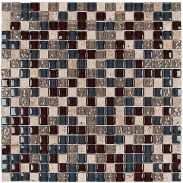 Imagem de Pastilha de vidro com pedra GS112 - GLASS STONES MARRON 30x30cm 6mm - 