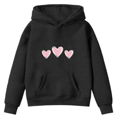 Imagem de Moletom Infantil 3 Corações Desenho Infância Bolso Canguru Capuz - Env