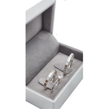 Imagem de Aliança De Namoro Prata 950 Solitário De Zircônia - DR Joias