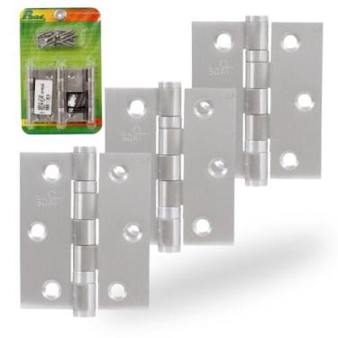 Imagem de 3 Dobradiça Inox Porta 3x2.1/2 Rolamento Escovado 25kg Pagé - LEROY