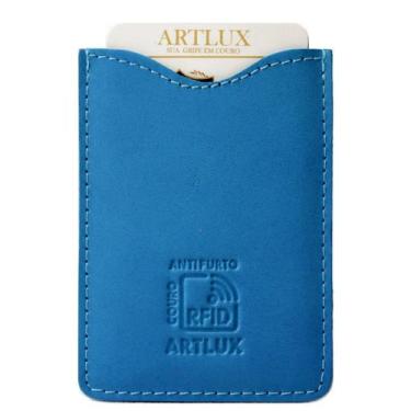 Imagem de Porta Cartão Anti Furto em Couro Artlux 5003, Azul aço