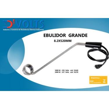 Imagem de Ebulidor Inox 2000w 127v - INMETRO -Aquecedor de água elétrico (mergul