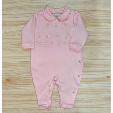 Imagem de Macacão De Bebe Menina Em Suedine Rosa Paraíso Roupa De Bebe-Feminino