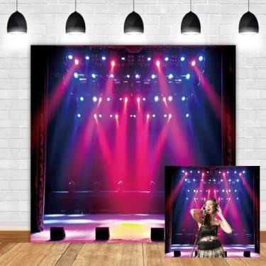 Imagem de Leyiyi 2,4 x 2,4 m Palco Spotlight Backdrop Concert Live Plateform Banner Sombrio Night Scenic Background Superstar Drama Play Music Show Kids Birthday Adults Vlogger Portrait Studio Prop Vinyl