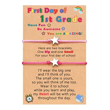 Imagem de Pulseiras First Day of School, preto/rosa/azul/vermelho/fúcisia Star Bracelets for Mommy and Me, Corda, Sem pedras preciosas
