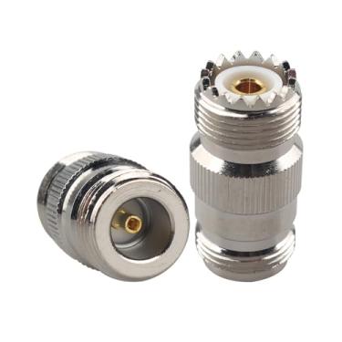 Imagem de Futheda 2 peças UHF PL259 fêmea para adaptador coaxial RF fêmea tipo N SO239 plugue UHF para conector N conector coaxial reto para antena WiFi, cabo de extensão de transmissão, rádios CCTV, vídeo,
