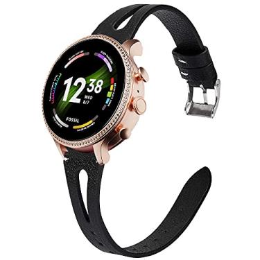 Imagem de Lamshaw Pulseira feminina para smartwatch Fossil Gen 6, fina e vintage, acessórios masculinos compatíveis com smartwatch Fossil Gen 6 de 42 mm/44 mm (preta, capa de 42 mm - feminina)
