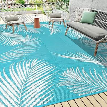 Imagem de Pauwer Tapete impermeável para ambientes externos, 22,5 x 30,5 cm, tapete de plástico reversível, tapete de acampamento para ambientes internos e externos, para deque, acampamento, varanda, quintal,