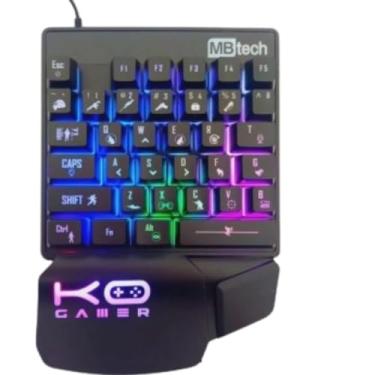 Imagem de MBtech Teclado Gamer Mini RGB, Mini Teclado Gamer Uma Mao - Pro Semi Mecanico - Single Hand Led Rgb - Preto Idioma Português Brasil