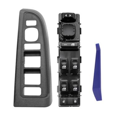 Imagem de Obaee Botão de controle e moldura Master Power Window Switch compatível com Chevrolet Silverado Avalanche Suburban Tahoe 2003-2007, GMC Sierra Yukon, Cadillac Escalade, substitui 15883323, DWS220