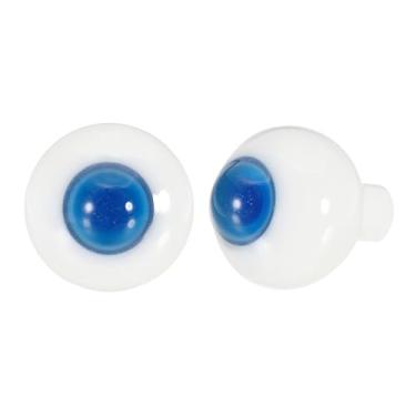 Imagem de YOKIVE 1 par de globos oculares de 14 mm para artesanato, olhos redondos realistas de vidro, feitos à mão, para boneca, festa de Halloween, máscara de terror, decoração DIY (brilho interno azul cinza)