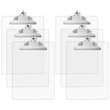 Imagem de Pranchetas de plástico (conjunto de 6) múltiplos pacotes de painéis (transparentes) | Forte 31,75 x 22,86 cm | Comporta 100 folhas! Clipes grandes para pranchas de acrílico