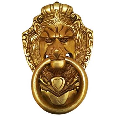 Imagem de Batedor de porta de latão roxo: cabo de porta de design antigo Rei Leão (11597)