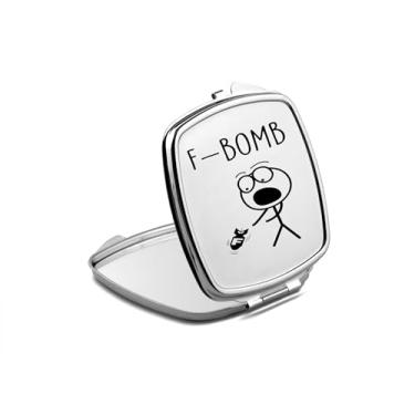 Imagem de SpreadPassion Espelho compacto F-Bomb, espelho fotográfico, espelho de maquiagem de viagem, espelho pequeno de mão, espelho de bolso portátil, ideia de aniversário (1, quadrado)