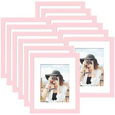 Imagem de Picrit Conjunto de 12 porta-retratos de 30 x 40 cm, tela 21 x 28 cm com tapete ou 30 x 40 cm sem tapete, molduras para exibição de parede, rosa