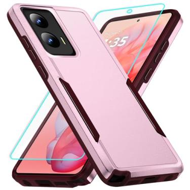 Imagem de Capa para Moto G Stylus 5G 2024 com proteção de tela: Capa protetora resistente à prova de choque e à prova de arranhões para Samsung Moto G Stylus 5G 2024 5G - Rosa