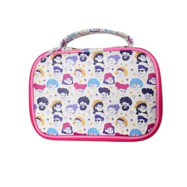 Imagem de Estojo Escolar Grande modelo 100 Pens, Zíper Interno, Alça e Divisória Central Removível (Diversidade, Rosa)