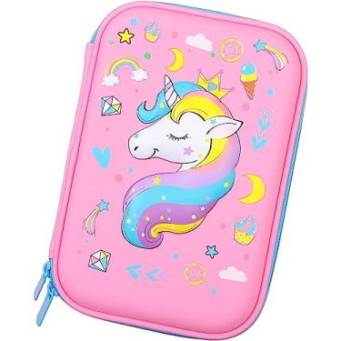 Imagem de Estojo Escolar Feminino com Design de Unicórnio 3D – Estojo Box Infantil Rosa para Meninas | Resistente, Espaçoso e Charmoso | Ideal para Organização Escolar (Unicórnio)