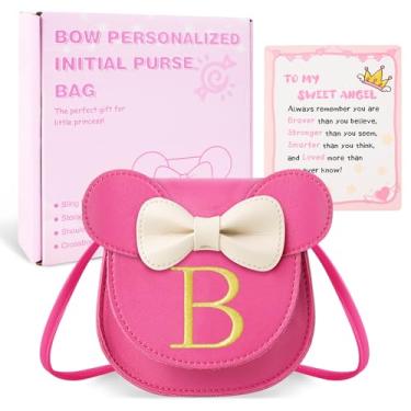 Imagem de izuzta Bolsa infantil para meninas 1 2 3 4 5 6 7 8 9 anos presente de aniversário linda mini bolsa de mouse bolsa transversal, Bolsa pequena/rosa/letra glod, B, B