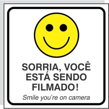 Imagem de Placa Monitoramento Sorria Você Está Sendo Filmado 15x15 Cm