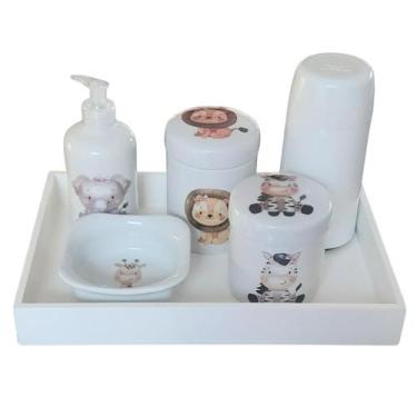Imagem de Kit higiene bebê Safari 6 peças Porcelana - 33.1Menina - Genérico