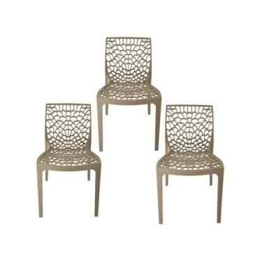 Imagem de Kit 3 Cadeira Gruvyer Nude Sala de jantar Restaurantes  - ECOMHOME