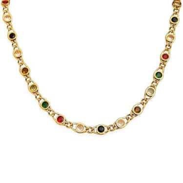 Imagem de Agriajun Colar feminino com pedra do mês de nascimento em ouro – Delicados colares de diamante simulados delicados arco-íris doce cristal strass CZ Chian gargantilha presentes para mãe, Latão, Sem