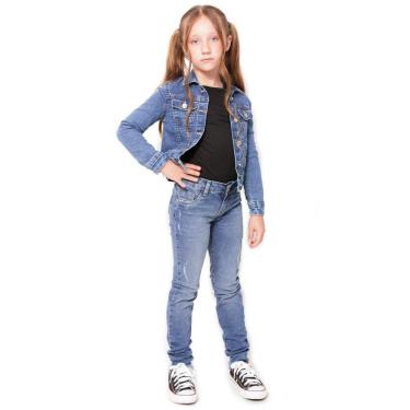 Imagem de Calça Quase Anjo Jeans Infantil Skinny Básica Feminina-Feminino