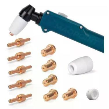 Imagem de Kit Consumíveis Tocha Corte Plasma PT31: 5 un. Bico Longo. - 5 un. Ele