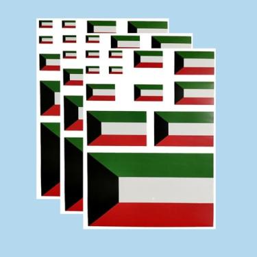 Imagem de Ruoming Ruoming Conjunto de adesivos da bandeira nacional, vários tamanhos, 3 folhas (Kuwait)