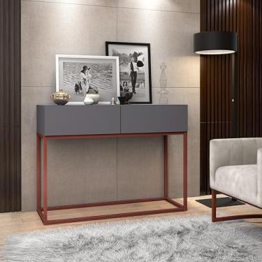 Imagem de Aparador Eros 90cm Comprimento Pés Em Metal Cobre Móvel CInza