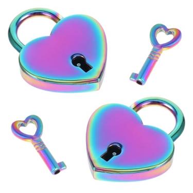Imagem de 4 cadeados pequenos em forma de coração com chave, mini cadeado de coração de metal, colorido, personalizado, cadeado de amor, conjunto de chaves e cadeado de coração, mini cadeado para diário, livro,