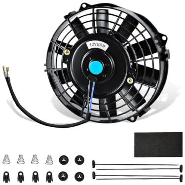 Imagem de MuHize Ventilador de radiador elétrico fino de 18 cm - Cooler reversível universal com 12V 80W 800 CFM e kit de montagem para veículos (preto)