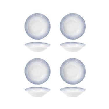 Imagem de Conjunto de tigela e prato com padrão de renda criativo e personalizado, prato redondo de cerâmica de arroz simples doméstico - prato de renda de 11,4 cm - 4 pacotes