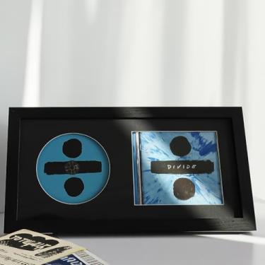 Imagem de Moldura para exibição de CD com vidro verdadeiro, caixa de madeira com disco de música assinada para mesa e suporte de parede, suporte de mesa de álbum de autógrafos e decoração de prateleira de