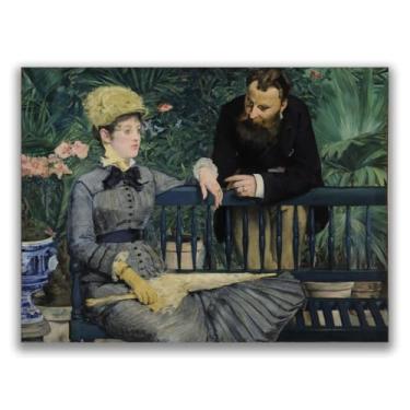 Imagem de Yomcut Edouard Manet Canvas Wall Art The In The Conservatory Poster Famous Master Painting Print Vintage Canvas Wall Art Adequado para Bar Restaurante Hotel Decoração de Parede Sem Moldura (12 x 16