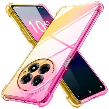 Imagem de MIDIIUGCT Capa para OnePlus 13 [Gradiente] Transparente Macio TPU Antiderrapante Não Amarelece Borda Macia Capa para OnePlus 13, Rosa/Dourado, MUS-HCJB-36-03