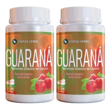Imagem de 2 Potes Guaraná Puro Kit 120 Cáps Status Verde