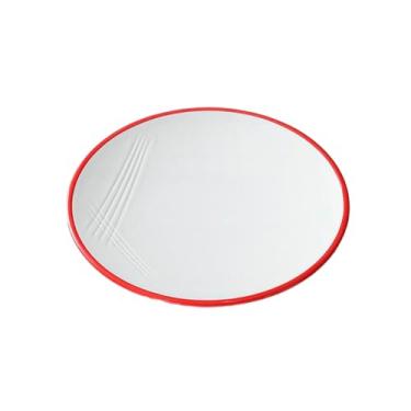 Imagem de Prato redondo de osso comercial, prato de prato quente de porcelana de imitação de restaurante - vermelho e branco P0905-8,5