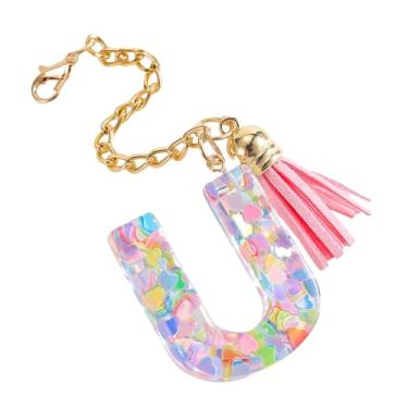 Imagem de HAPPYLIVE SHOPPING Pingente de letra para Stanley Cup, 1 peça, pingente de chaveiro rosa para mulheres, one size, Resina epóxi