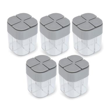 Imagem de 5 peças 4 em 1 Spice Container Tempero Spice Shaker Tempero Shaker Pode Filtrar Pedaços Cozinha Piqueniques Churrasco Restaurante Viagem Caixa de Sal com Tampa Selada para Casa Restaurante Cozinha