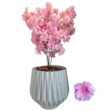 Imagem de Flor Cerejeira Pessegueiro Artificial Buque Com Vaso Planta - Flor Imp