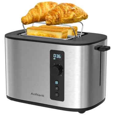 Imagem de Torradeira 2 Fatias com Contagem Regressiva, 6 Níveis de Tostagem, Funções de Cancelamento, Bagel e Descongelamento, 110V 900W, Anfilank