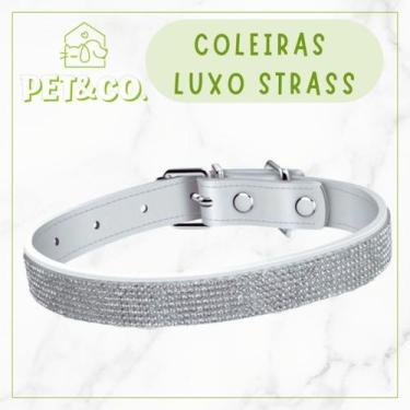 Imagem de Coleira Strass para Cachorro e Gato material sintético - Pet&CO., Bran