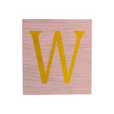 Imagem de Cubo Rosa Bebê Letra Amarela Festa Chá de Bebê Decoração 8x8x8 Cm Mdf 