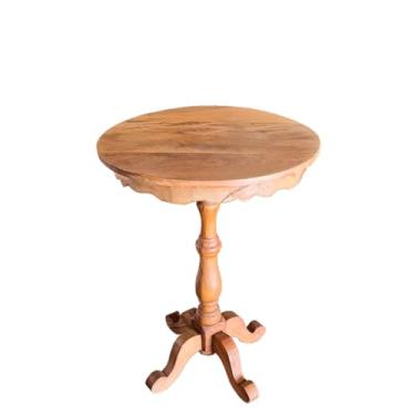 Imagem de Mesinha de Canto Redonda em Madeira Nobre de Demolição D0,50