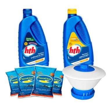 Imagem de Kit De Produtos Limpeza Da Água Para Piscina + clorador - hth - bruste